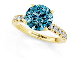 Yellow gold Round Cut Blue Topaz Solitaire Pavé Engagement Ring with Round Band and Prong Setting_63