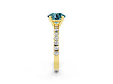 Yellow gold Round Cut Blue Topaz Solitaire Pavé Engagement Ring with Round Band and Prong Setting_64