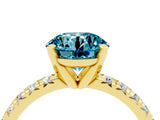 Yellow gold Round Cut Blue Topaz Solitaire Pavé Engagement Ring with Round Band and Prong Setting_66