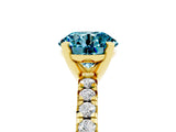 Yellow gold Round Cut Blue Topaz Solitaire Pavé Engagement Ring with Round Band and Prong Setting_67