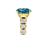 Yellow gold Round Cut Blue Topaz Solitaire Ring with Cathedral Setting and Pavé Band_5