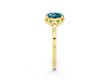 Yellow gold Round Cut Blue Topaz Solitaire Ring with Flower Prong Setting and Classic Band_14