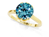 Yellow gold Round Cut Blue Topaz Solitaire Ring with Flower Prong Setting and Classic Band_37