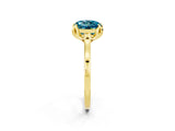 Yellow gold Round Cut Blue Topaz Solitaire Ring with Flower Prong Setting and Classic Band_38