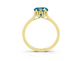 Yellow gold Round Cut Blue Topaz Solitaire Ring with Flower Prong Setting and Classic Band_39