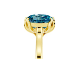 Yellow gold Round Cut Blue Topaz Solitaire Ring with Flower Prong Setting and Classic Band_41