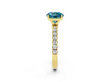 Yellow gold Round Cut Blue Topaz Solitaire Ring with Pavé Accents and Four-Prong Setting_2