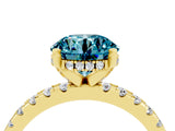 Yellow gold Round Cut Blue Topaz Solitaire Ring with Pavé Band and Four-Prong Setting_40
