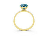 Yellow gold Round Cut Blue Topaz Solitaire Ring with Pave Band and Four Prong Setting_27