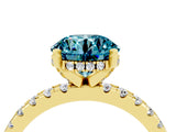 Yellow gold Round Cut Blue Topaz Solitaire Ring with Round  Pavé Band and Four-Prong Setting_40