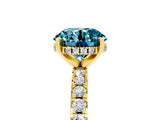 Yellow gold Round Cut Blue Topaz Solitaire Ring with Round  Pavé Band and Four-Prong Setting_41