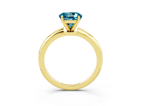 Yellow gold Round Cut Blue Topaz Solitaire Ring with Six-Prong Setting and Classic Band_3