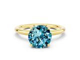 Yellow gold Round Cut Blue Topaz Solitaire Ring with Thin Band and Four-Prong Setting_12