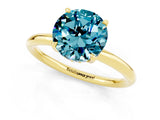 Yellow gold Round Cut Blue Topaz Solitaire Ring with Thin Band and Four-Prong Setting_13