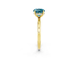 Yellow gold Round Cut Blue Topaz Solitaire Ring with Thin Band and Four-Prong Setting_14