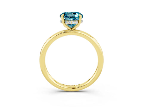 Yellow gold Round Cut Blue Topaz Solitaire Ring with Thin Band and Four-Prong Setting_15