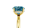 Yellow gold Round Cut Blue Topaz Solitaire Ring with Thin Band and Four-Prong Setting_17