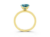 Yellow gold Round Cut Blue Topaz Solitaire Ring with Thin Band and Prong Setting_15
