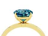 Yellow gold Round Cut Blue Topaz Solitaire Ring with Thin Band and Prong Setting_16