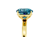 Yellow gold Round Cut Blue Topaz Solitaire Ring with Thin Band and Prong Setting_17