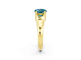 Yellow gold Round Cut Blue Topaz Solitaire Ring with Wide Band and Prong Setting_2