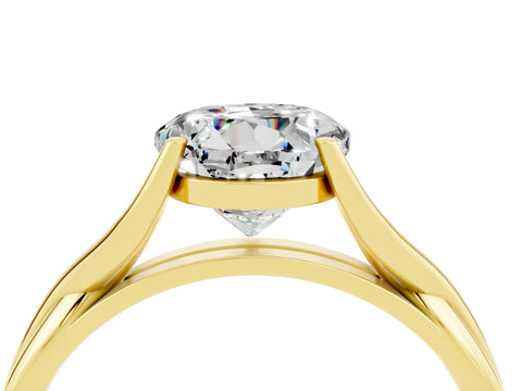 Yellow gold Round Cut Blue Topaz   Solitaire Twist Band Prong Setting Ring_16