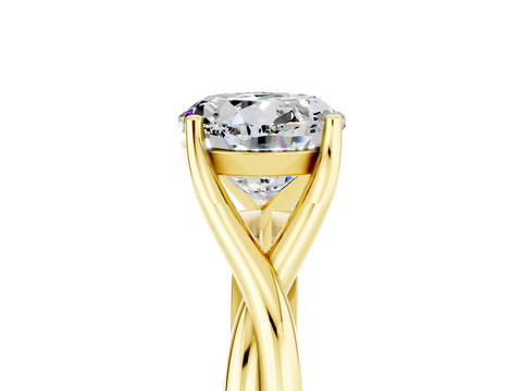 Yellow gold Round Cut Blue Topaz   Solitaire Twist Band Prong Setting Ring_17