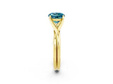 Yellow gold Round Cut Blue Topaz Solitaire Twist Band Prong Setting Ring_62