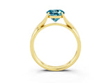 Yellow gold Round Cut Blue Topaz Solitaire Twist Band Prong Setting Ring_63