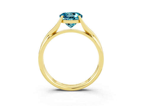 Yellow gold Round Cut Blue Topaz Solitaire Twist Band Prong Setting Ring_63