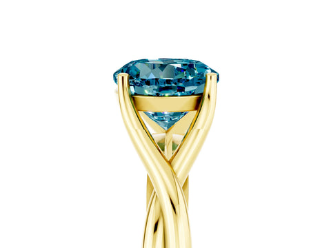 Yellow gold Round Cut Blue Topaz Solitaire Twist Band Prong Setting Ring_65