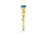 Yellow gold Round Cut Blue Topaz Solitaire Twisted Band with Round  Accents and Prong Setting_14