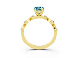 Yellow gold Round Cut Blue Topaz Solitaire Twisted Band with Round  Accents and Prong Setting_15