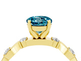 Yellow gold Round Cut Blue Topaz Solitaire Twisted Band with Round  Accents and Prong Setting_16