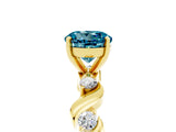 Yellow gold Round Cut Blue Topaz Solitaire Twisted Band with Round  Accents and Prong Setting_17