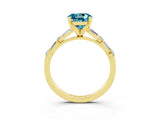 Yellow gold Round Cut Blue Topaz Solitaire with Side Baguettes and Channel Set Band_3
