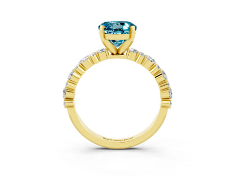 Yellow gold Round Cut Blue Topaz Solitaire with Side Stones, Pave Band, Four-Prong Setting_27