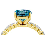Yellow gold Round Cut Blue Topaz Solitaire with Side Stones, Pave Band, Four-Prong Setting_28