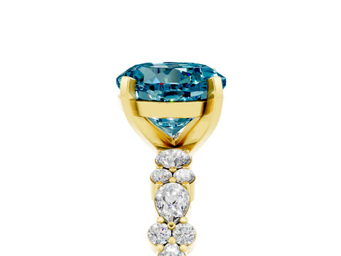Yellow gold Round Cut Blue Topaz Solitaire with Side Stones, Pave Band, Four-Prong Setting_29
