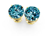 Yellow gold Round Cut Blue Topaz Stud Earrings_19
