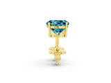 Yellow gold Round Cut Blue Topaz Stud Earrings_20