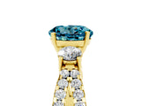 Yellow gold Round Cut Blue Topaz Three-Stone Ring with Pavé Split Shank and Four-Prong Setting_5