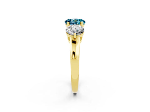 Yellow gold Round Cut Blue Topaz Three-Stone Ring with Prong Setting and Classic Band_2