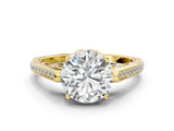 Yellow gold Round Cut Cathedral Pave Diamond Engagement Ring with Six-Prong Setting_35