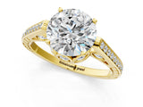 Yellow gold Round Cut Cathedral Pave Diamond Engagement Ring with Six-Prong Setting_36