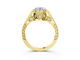 Yellow gold Round Cut Cathedral Pave Diamond Engagement Ring with Six-Prong Setting_38