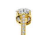 Yellow gold Round Cut Cathedral Pave Diamond Engagement Ring with Six-Prong Setting_40