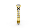 Yellow gold Round Cut Channel Set Diamond Engagement Ring with Four-Prong Setting_261