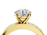 Yellow gold Round Cut Channel Set Diamond Engagement Ring with Four-Prong Setting_263