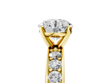 Yellow gold Round Cut Channel Set Diamond Engagement Ring with Four-Prong Setting_264